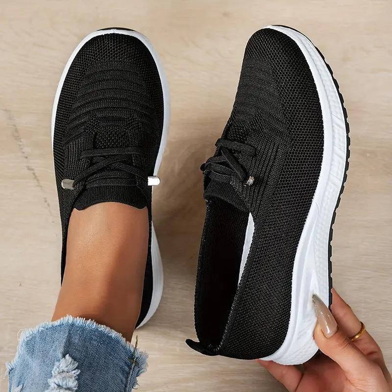 Women's Slip-On Knit Platform Sneakers - Black