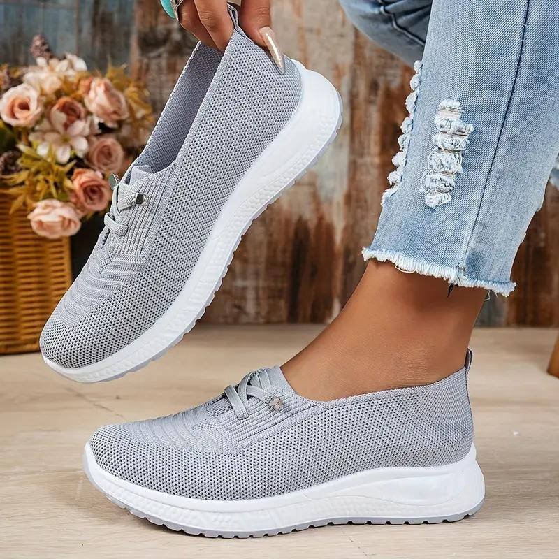 Women's Slip-On Knit Platform Sneakers - Gray