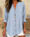Women's Striped Oversized Tunic Blouse - Blue