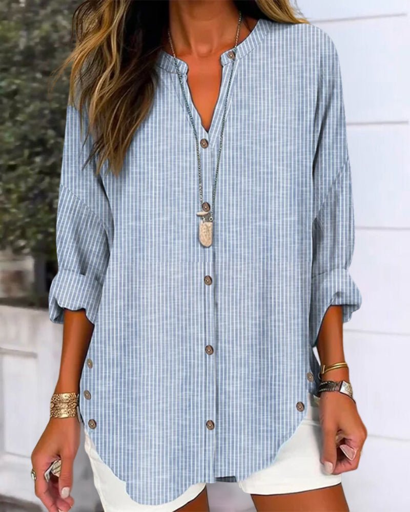 Women's Striped Oversized Tunic Blouse