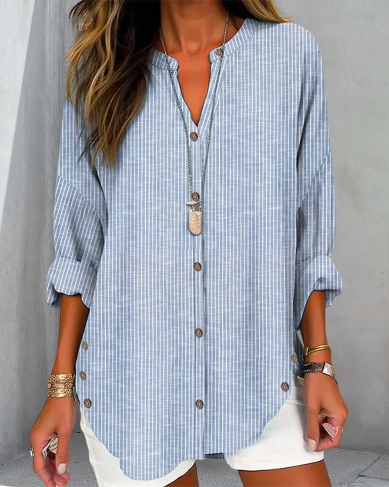 Women's Striped Oversized Tunic Blouse