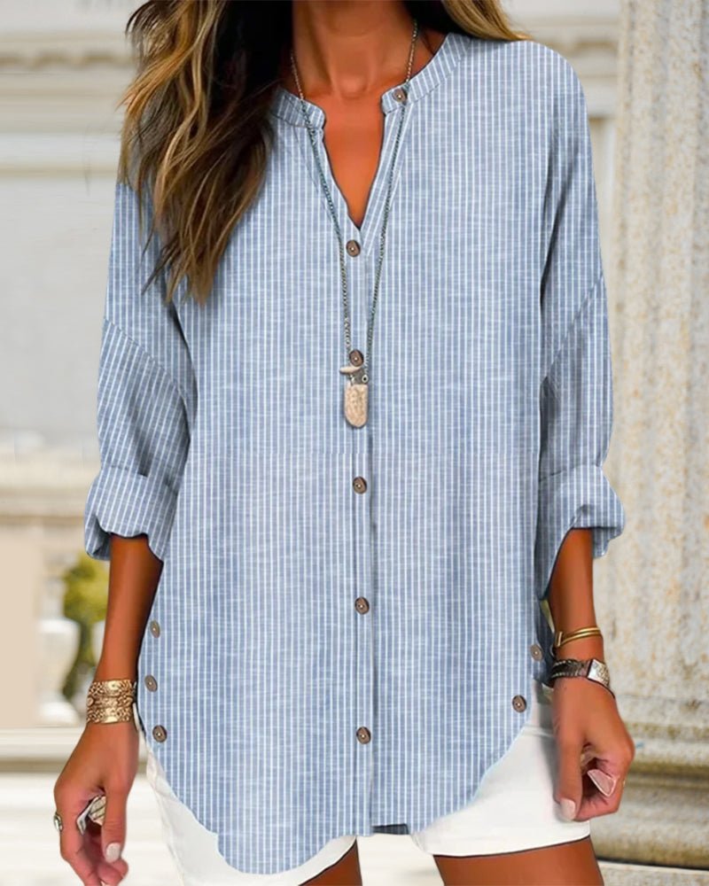 Women's Striped Oversized Tunic Blouse