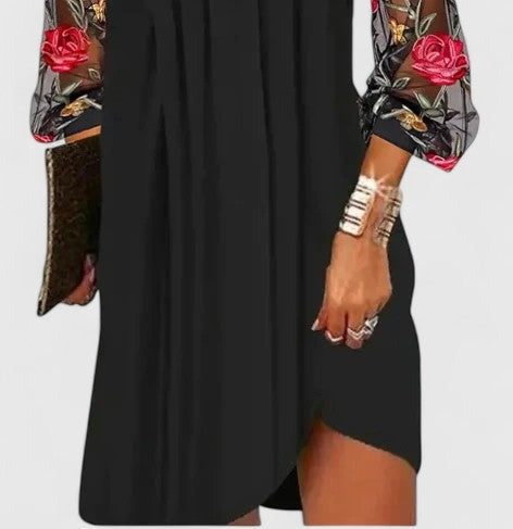 Floral Embroidered Mesh Dress