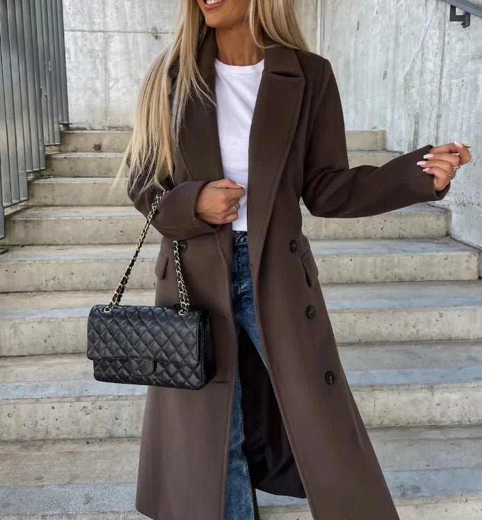 Women's Wool Trench Coat - Chocolate