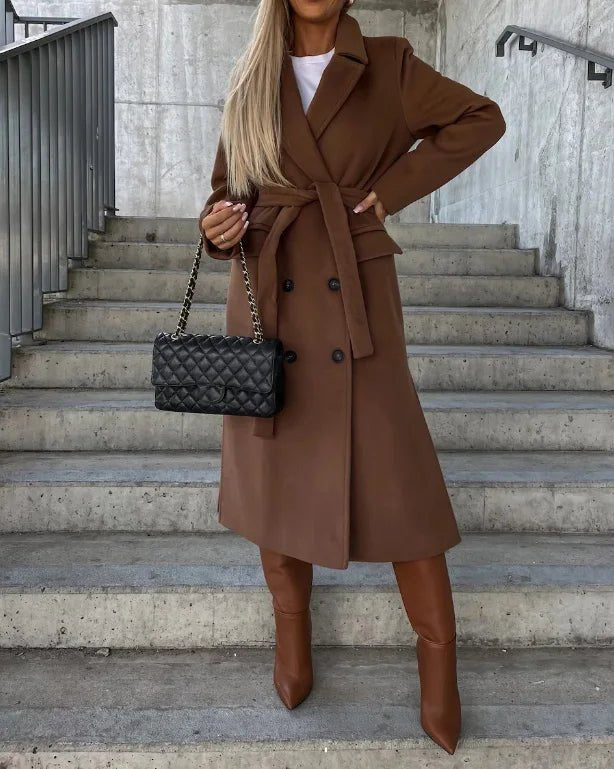 Women's Wool Trench Coat - Brown