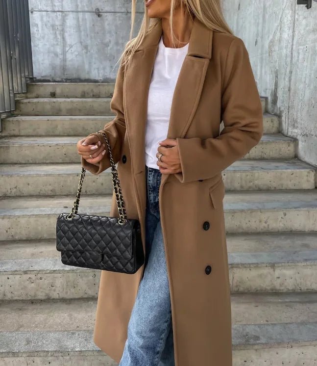 Women's Wool Trench Coat - Khaki