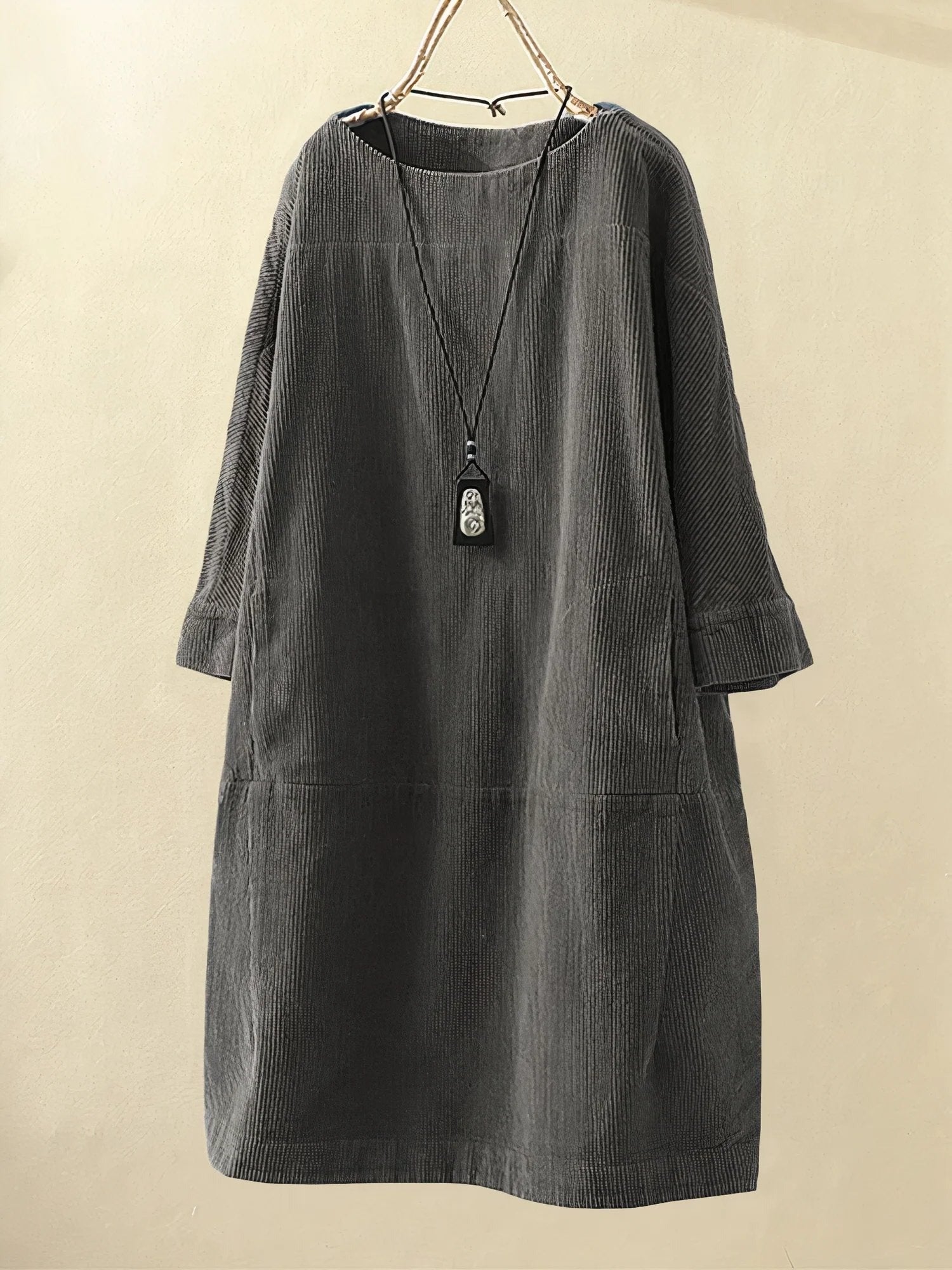 Long Sleeve Shift Dress - Grey