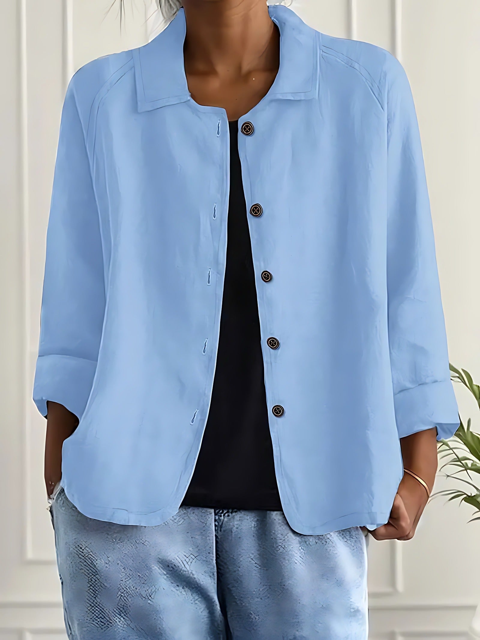 Long Sleeve Shirt Jacket - Light Blue