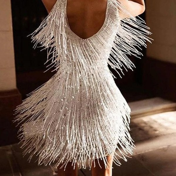 Louisa Women's Sequin Fringe Mini Dress 4