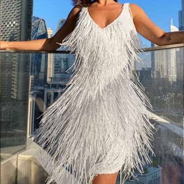 Louisa Women's Sequin Fringe Mini Dress 6