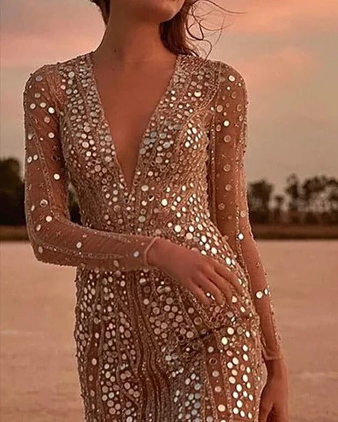 Luna Women's Sequin Long Sleeve Mini Dress 2