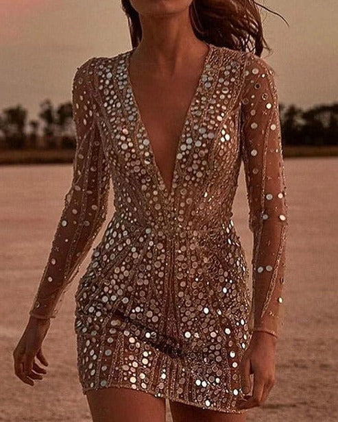 Luna Women's Sequin Long Sleeve Mini Dress 3
