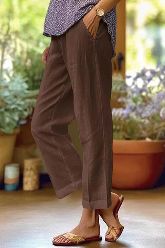 Lydia Women's Linen Wide Leg Trousers 2