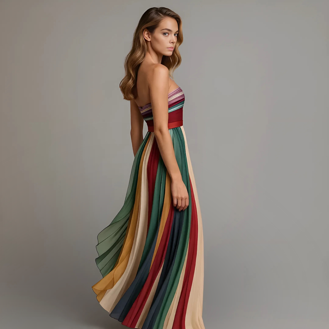Lydia Women's Strapless Pleated Maxi Dress 3