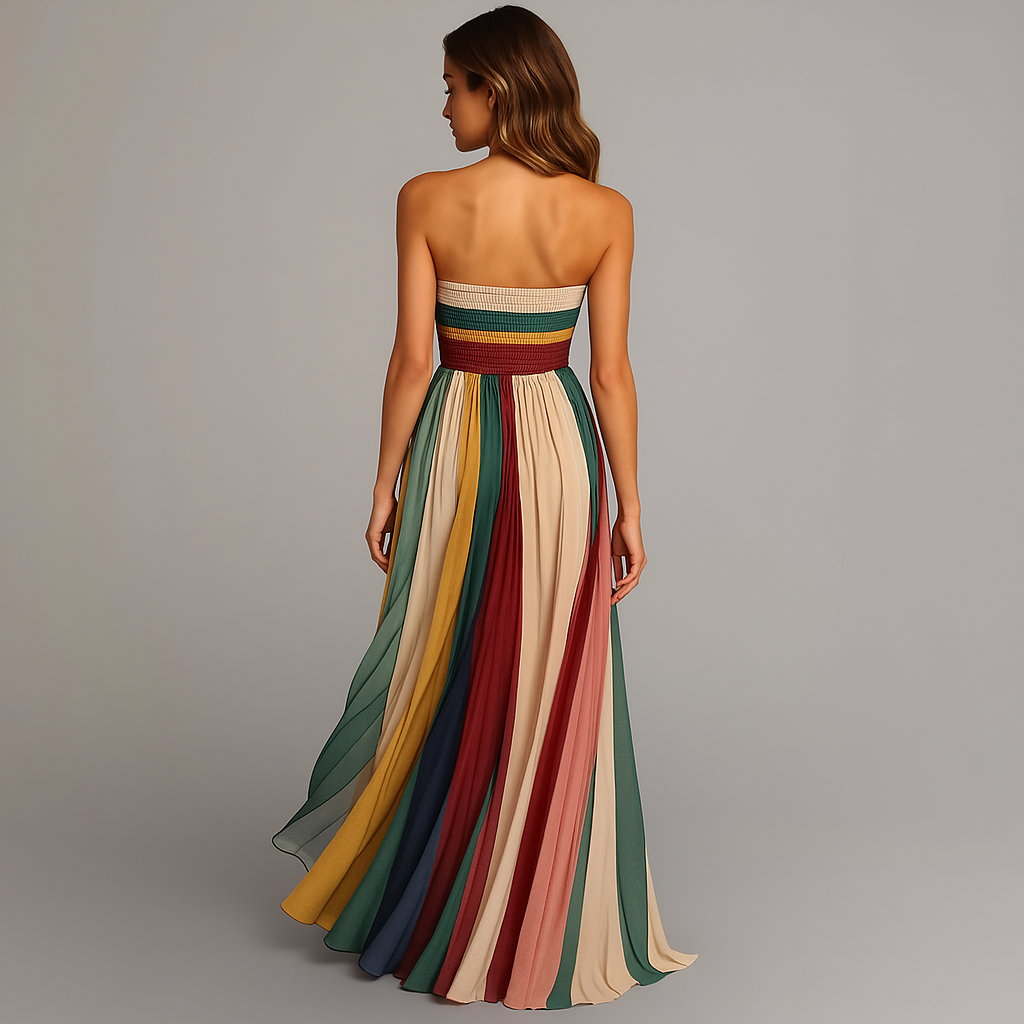 Lydia Women's Strapless Pleated Maxi Dress 4