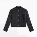 Women's Cropped Knit Cardigan - Black