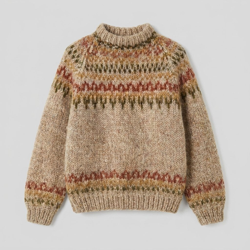 Women's Fair Isle Wool Sweater - Beige