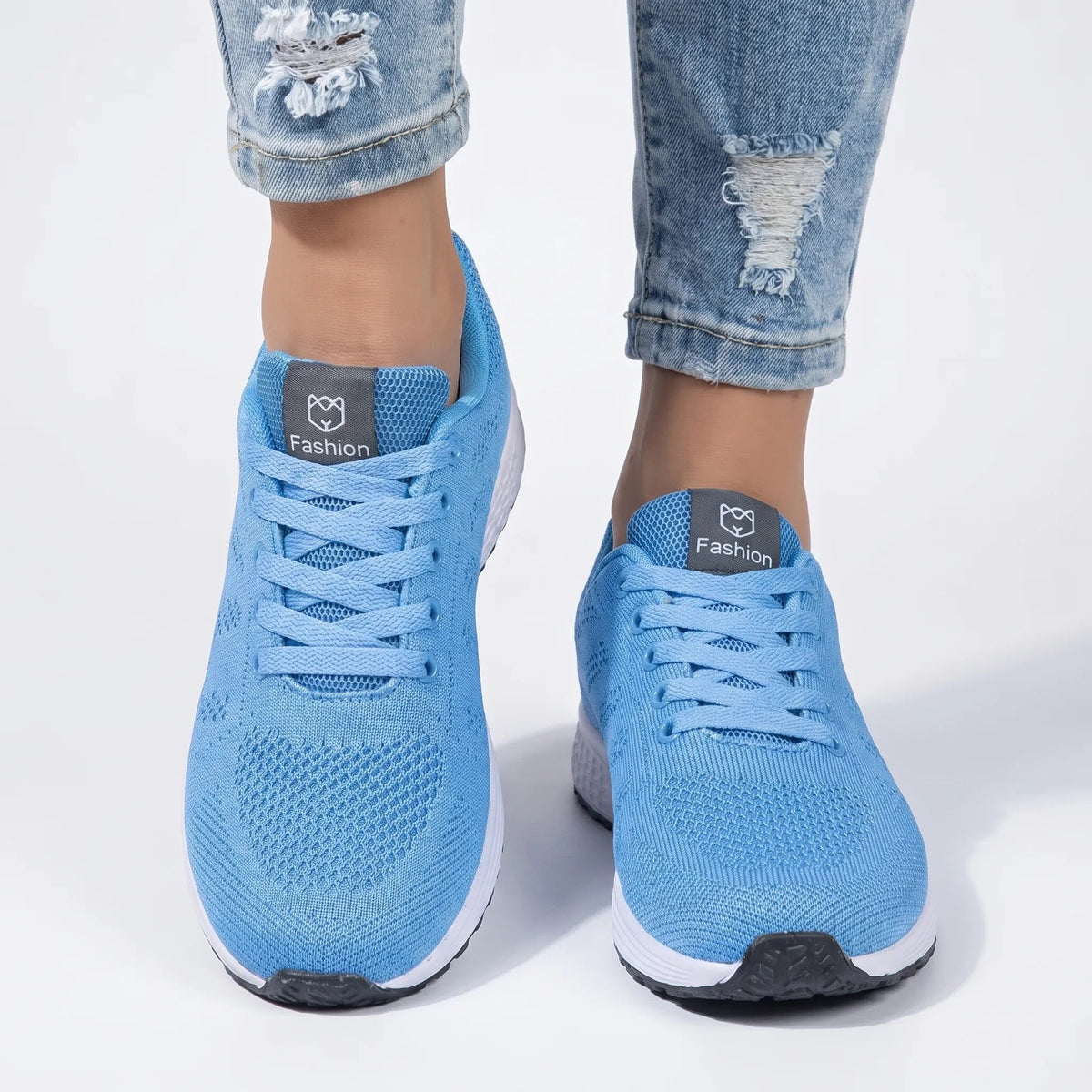 Women's Knit Sneakers - Sky Blue