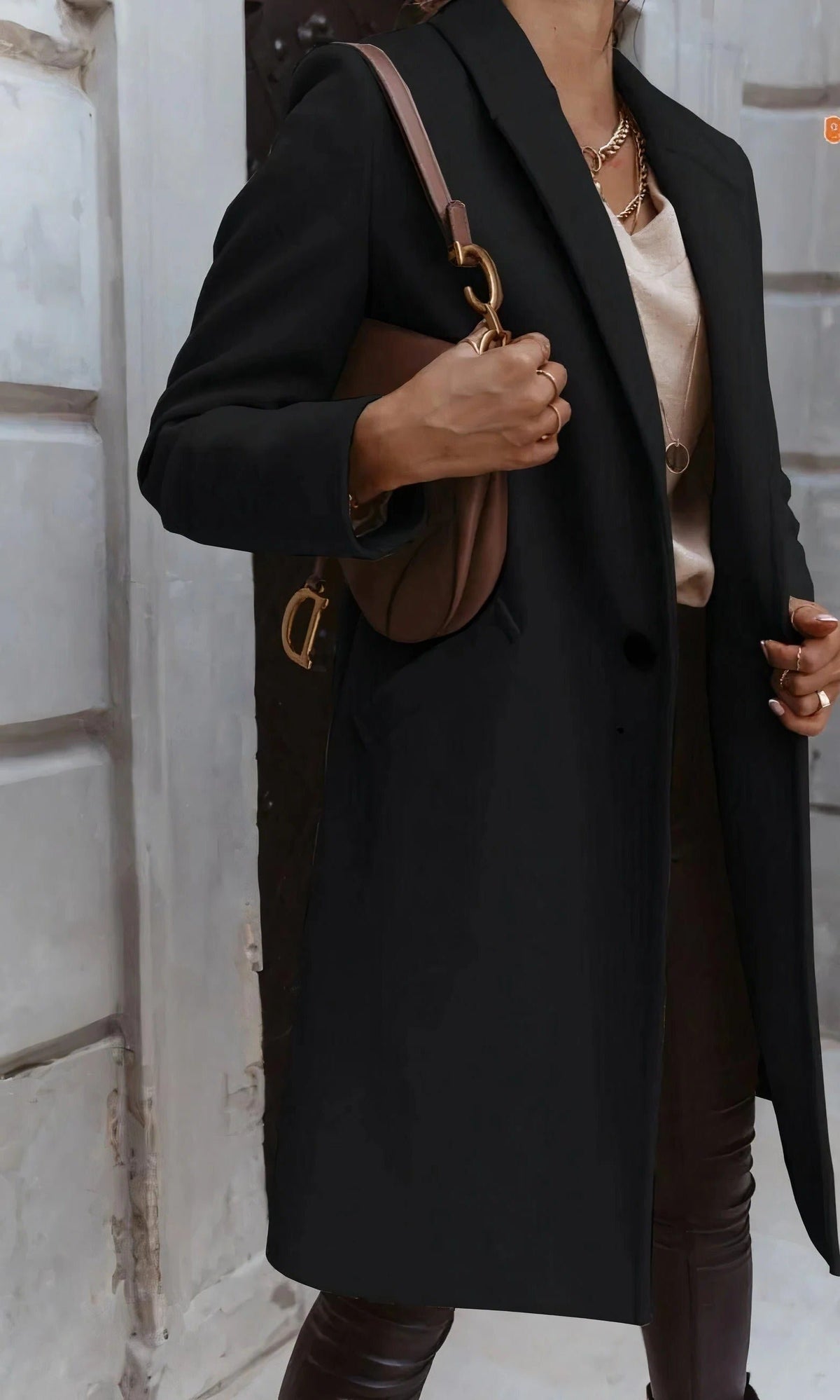 Women's Midi Wool Coat - Black