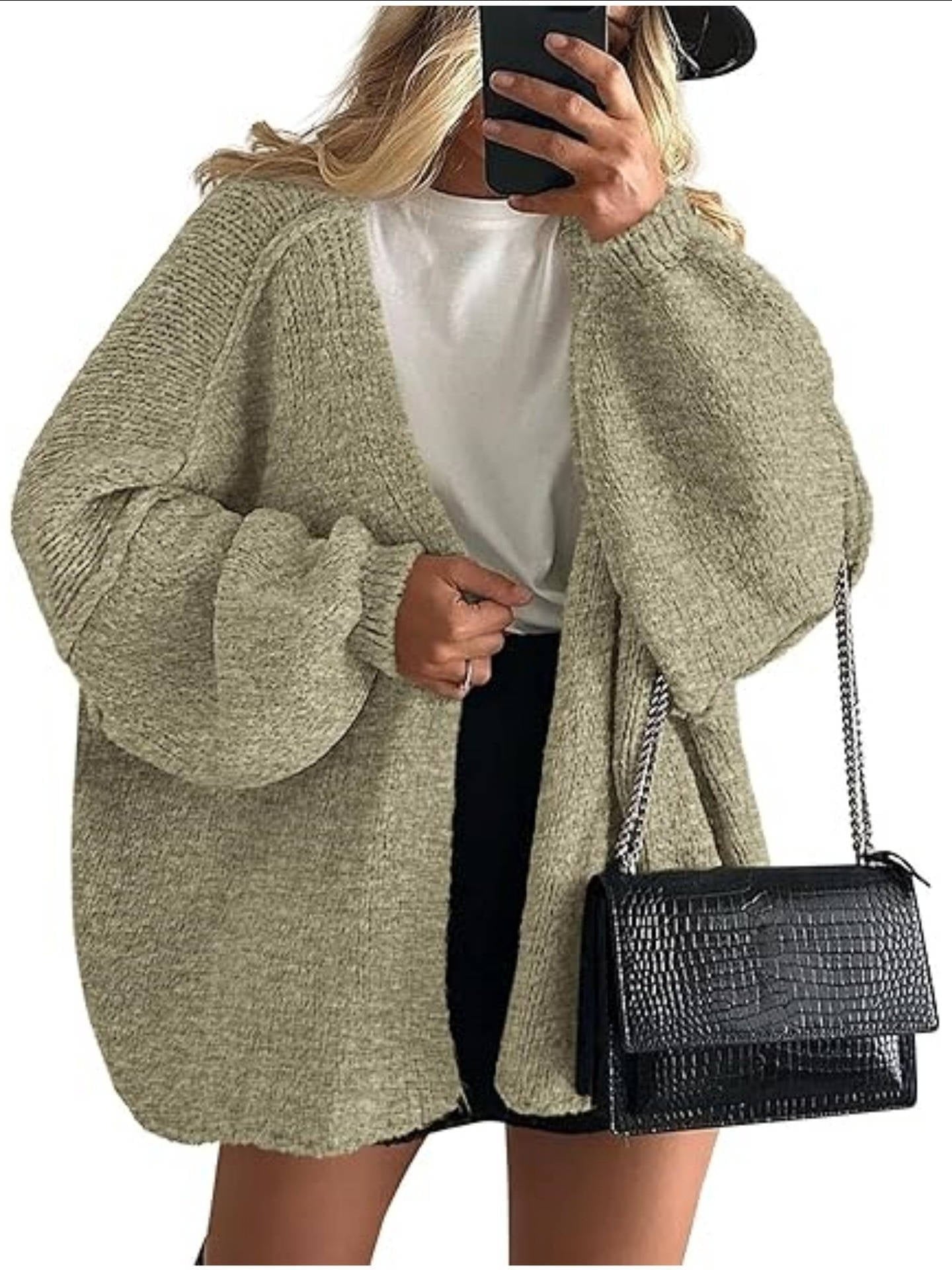 Women's Oversized Chunky Knit Cardigan - Light Green