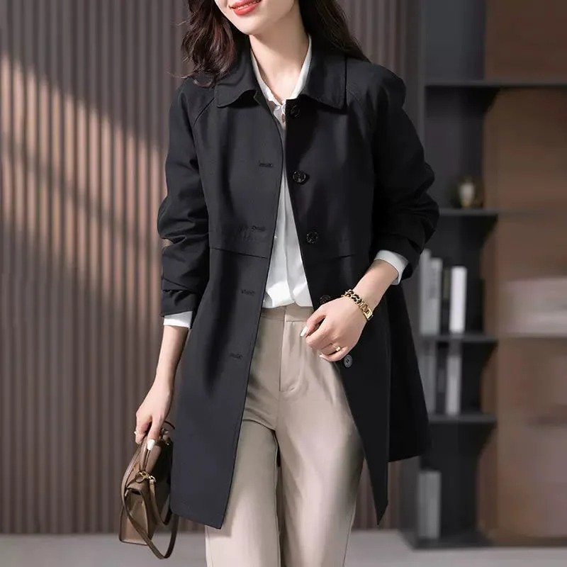 Women's Oversized Trench Coat - Black