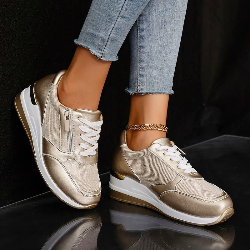 Women's Wedge Platform Sneakers - Gold