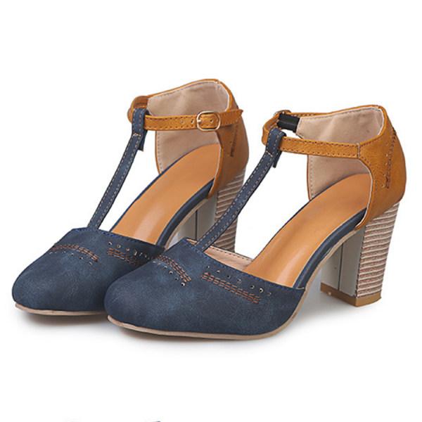 Madeleine Women's Leather T-Bar Block Heels 7