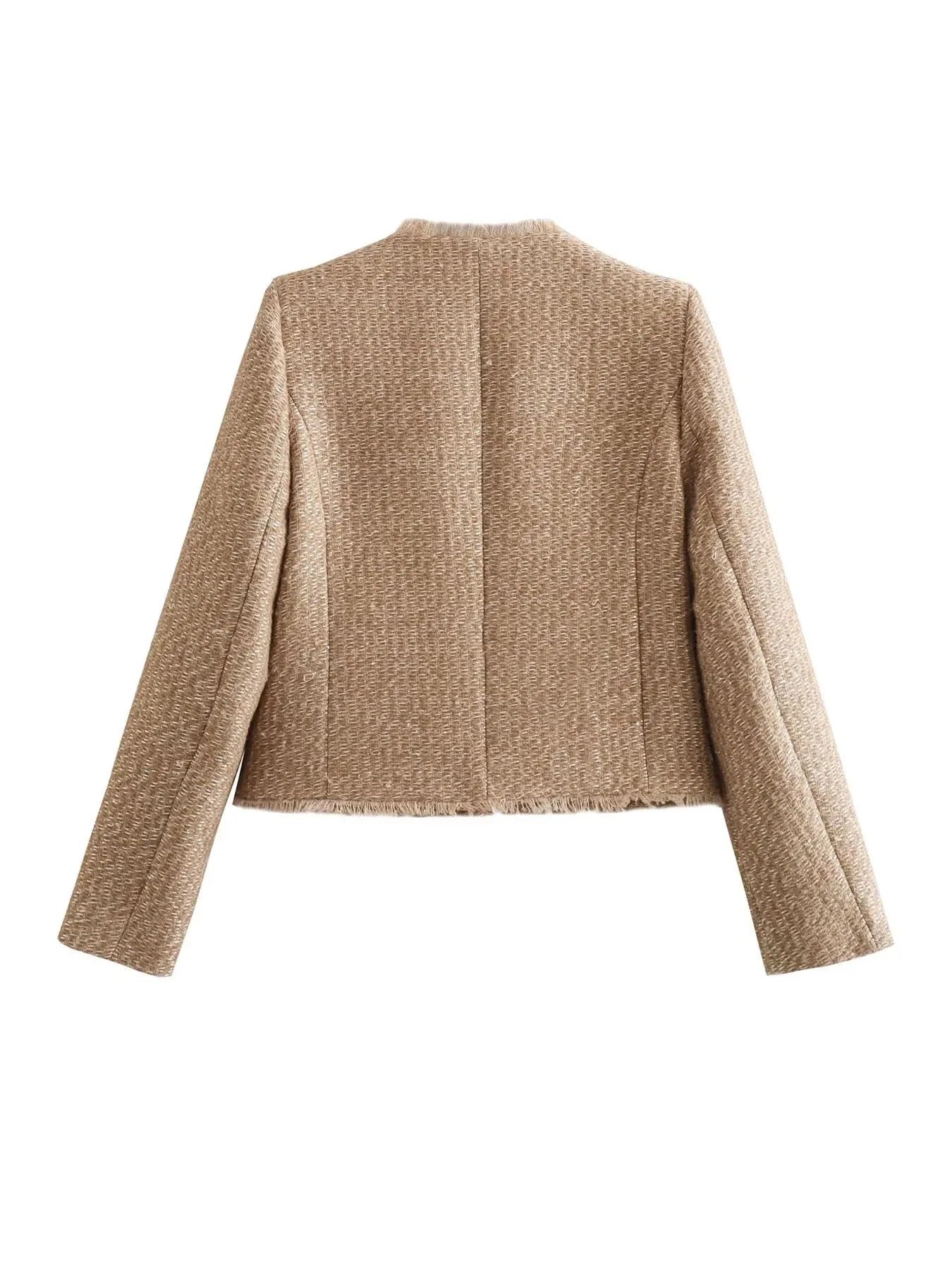 Women's Cropped Tweed Jacket - L