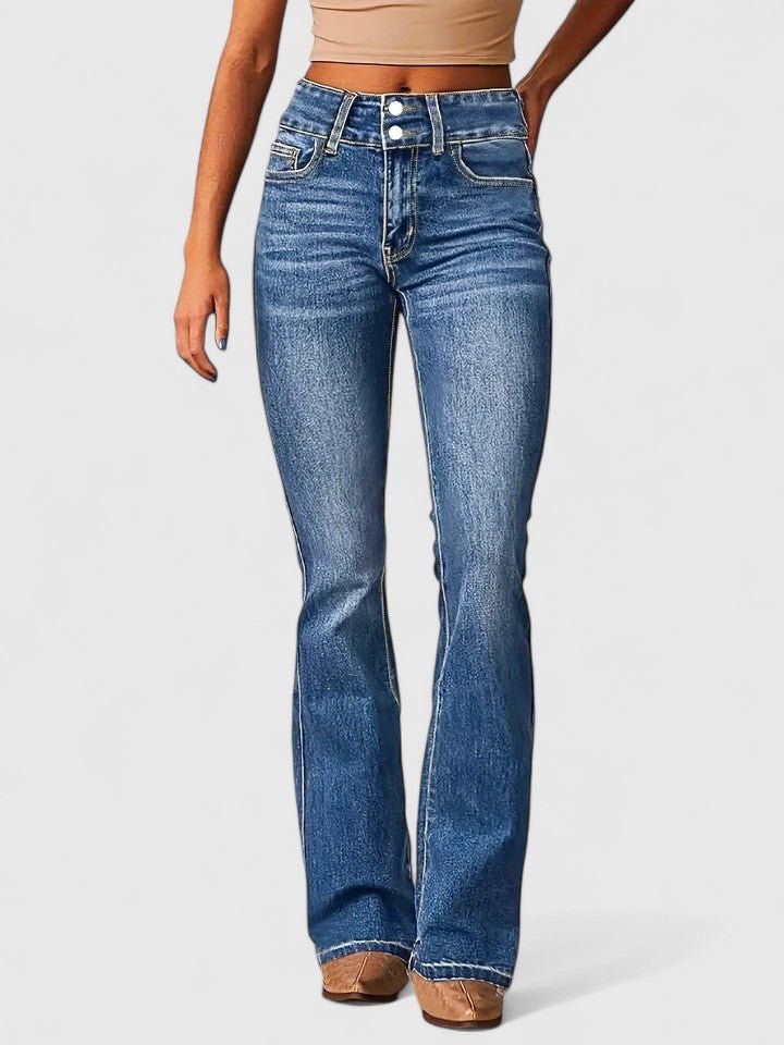 Women's High-Waisted Flare Jeans - Ocean Blue
