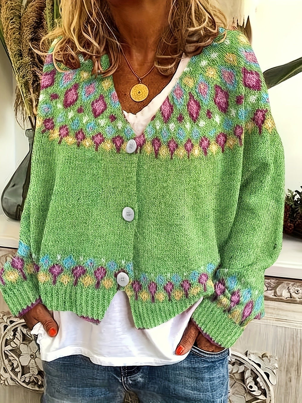 Women's Oversized Floral Cardigan