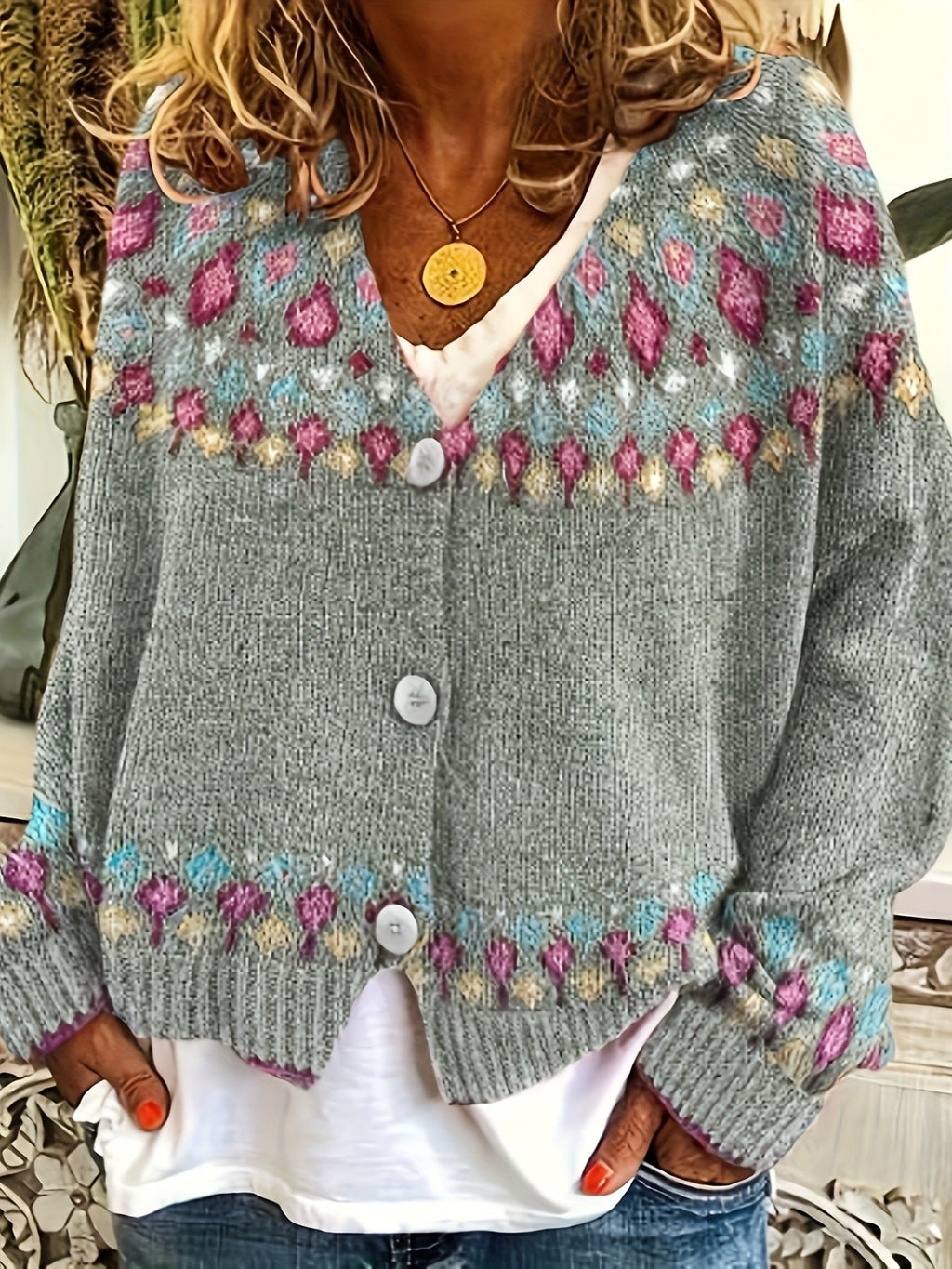 Women's Oversized Floral Cardigan
