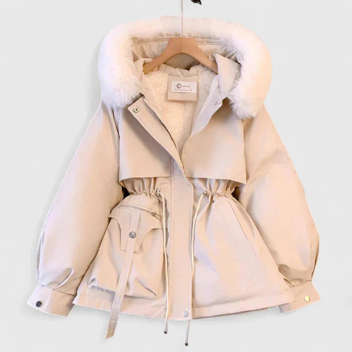 Women's Oversized Fur-Hooded Parka - White