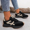 Women's Platform Sneakers - Black / Beige