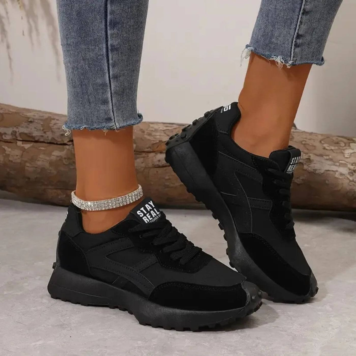 Women's Platform Sneakers - Black