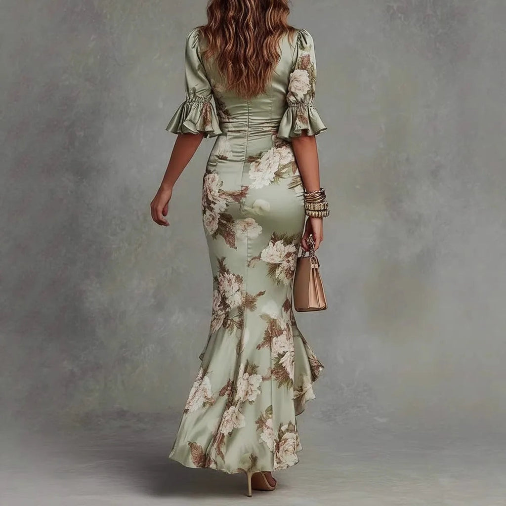 Floral Ruched Maxi Dress