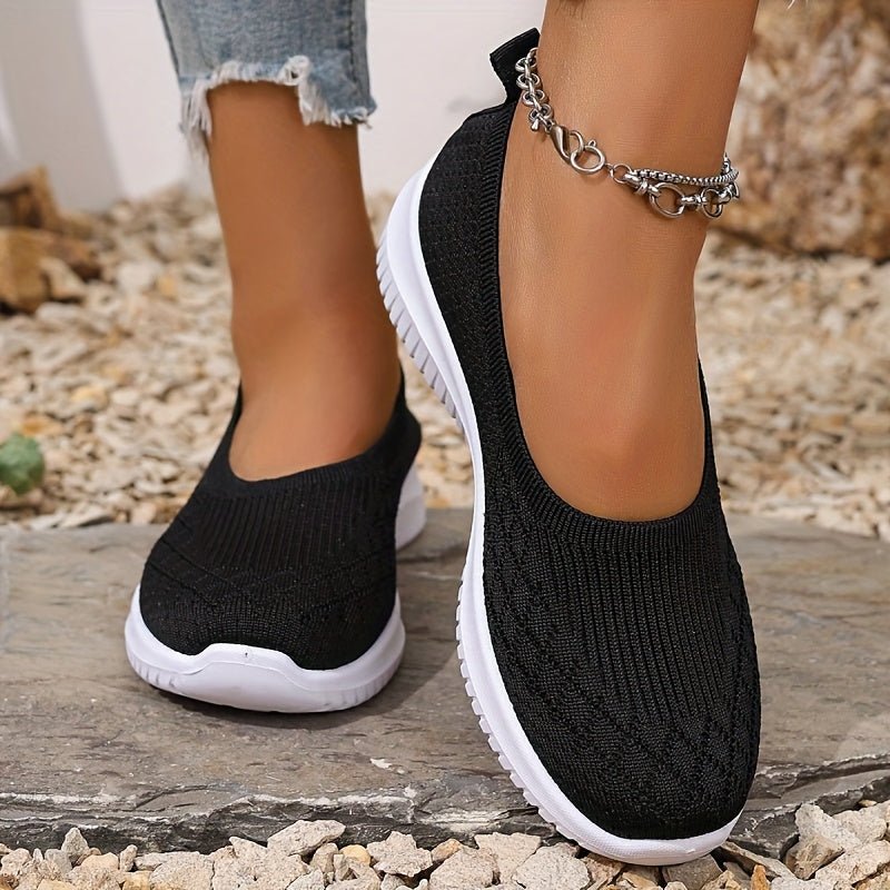 Women's Slip-On Knit Sneakers - Black