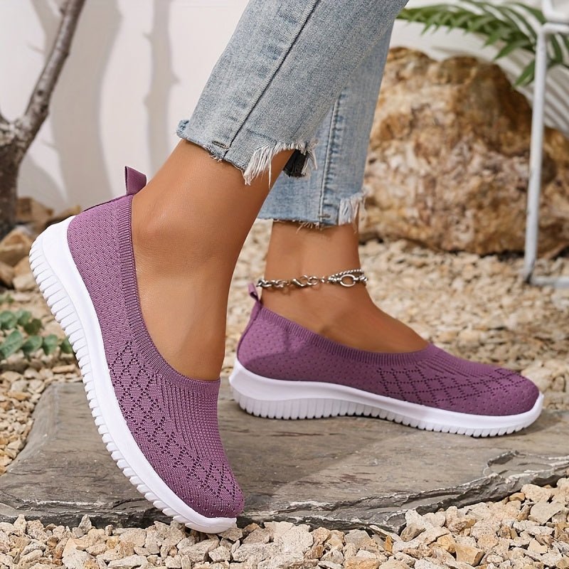 Women's Slip-On Knit Sneakers - Purple