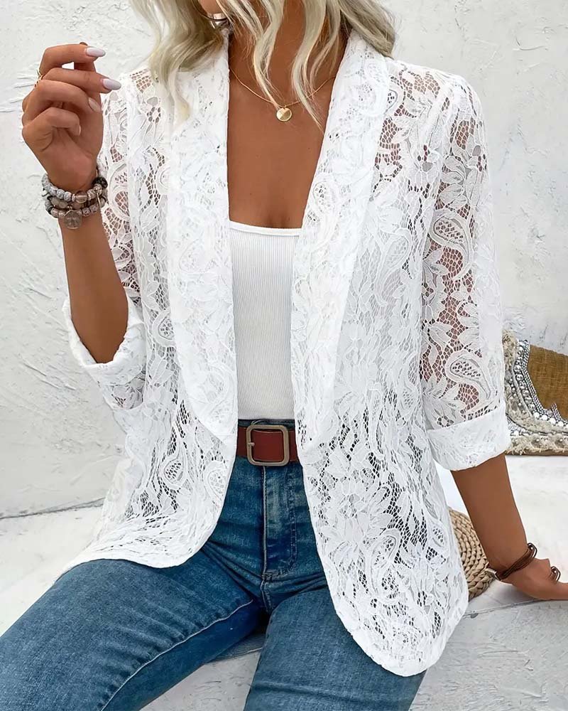 Women's Floral Blazer - White