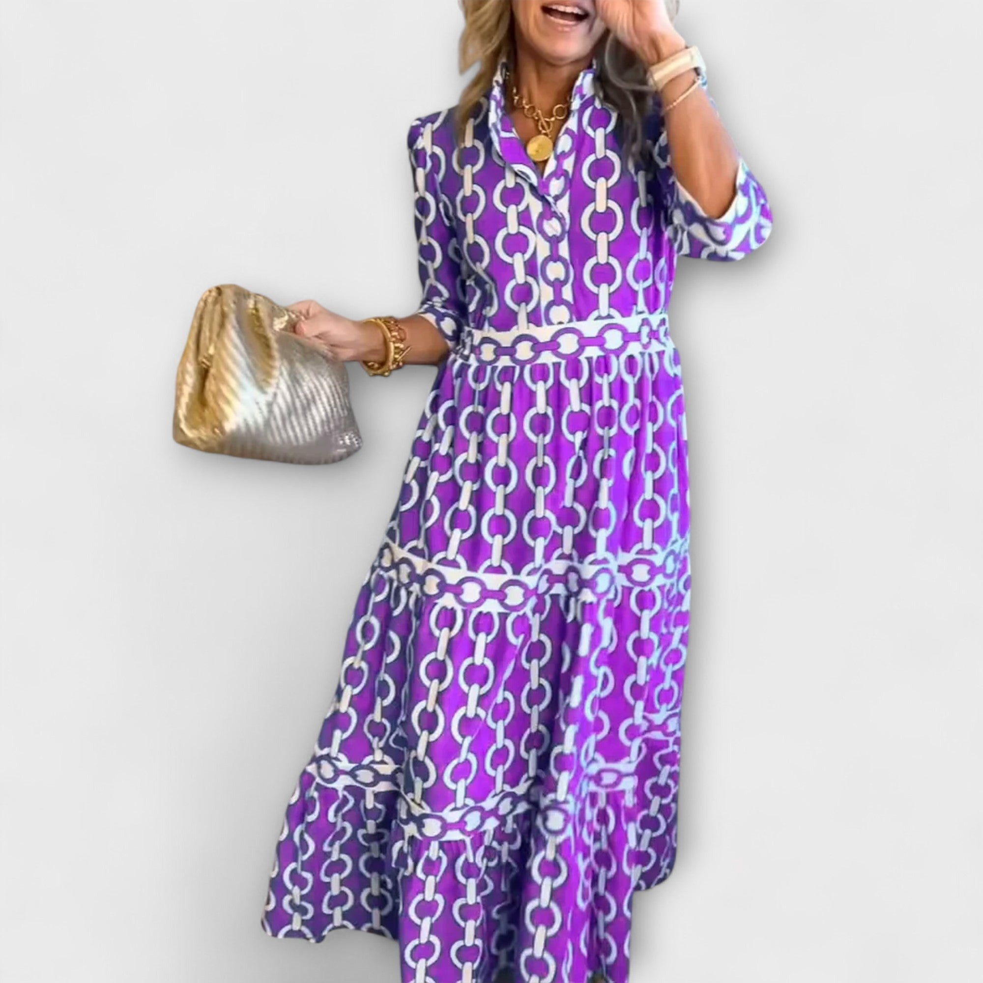 Casual A Line Midi Dress - Purple