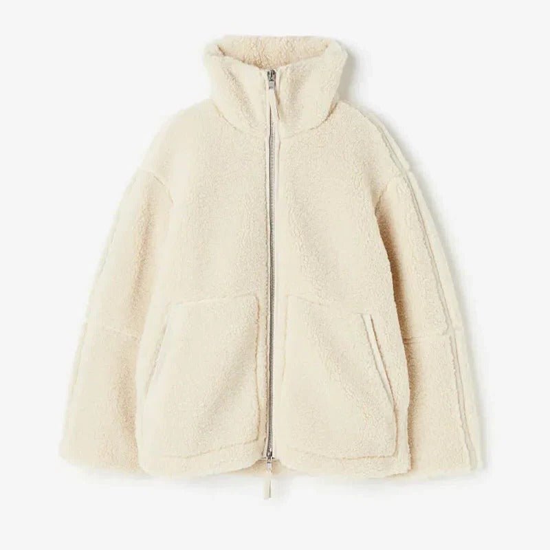 Women's Oversized Sherpa Jacket - Beige