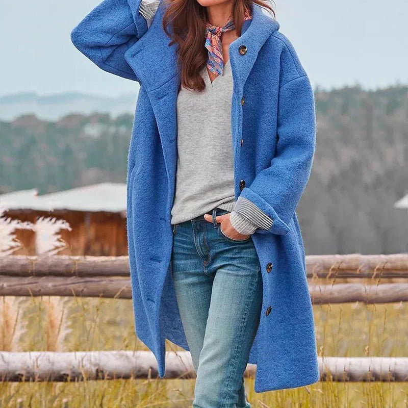 Women's Oversized Wool Coat - Blue