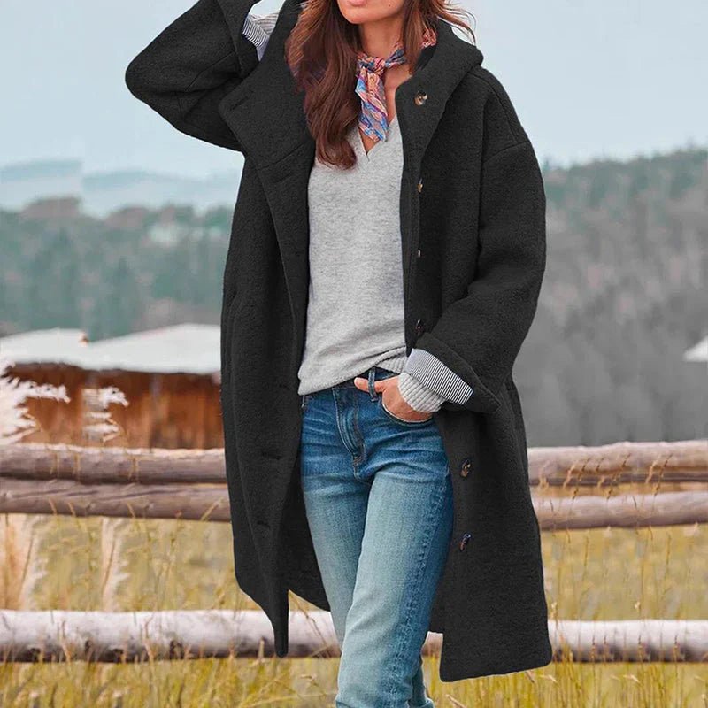 Women's Oversized Wool Coat - Black