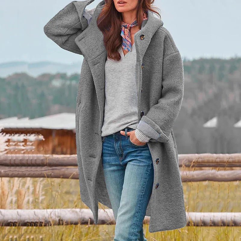 Women's Oversized Wool Coat - Gray
