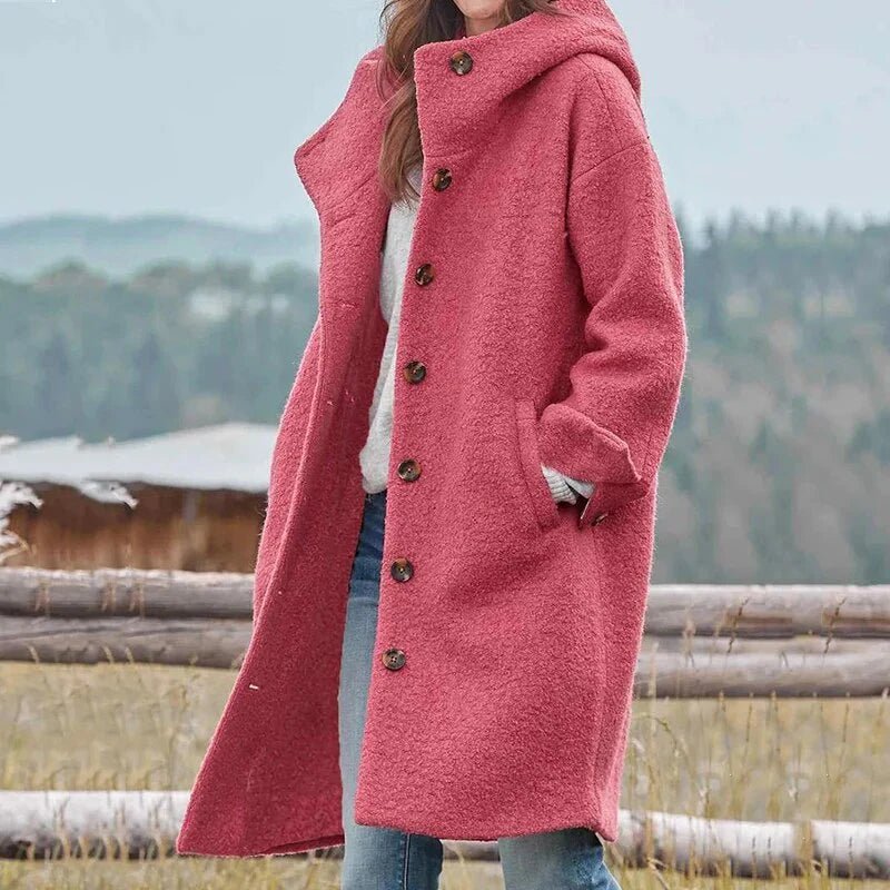 Women's Oversized Wool Coat - Pink