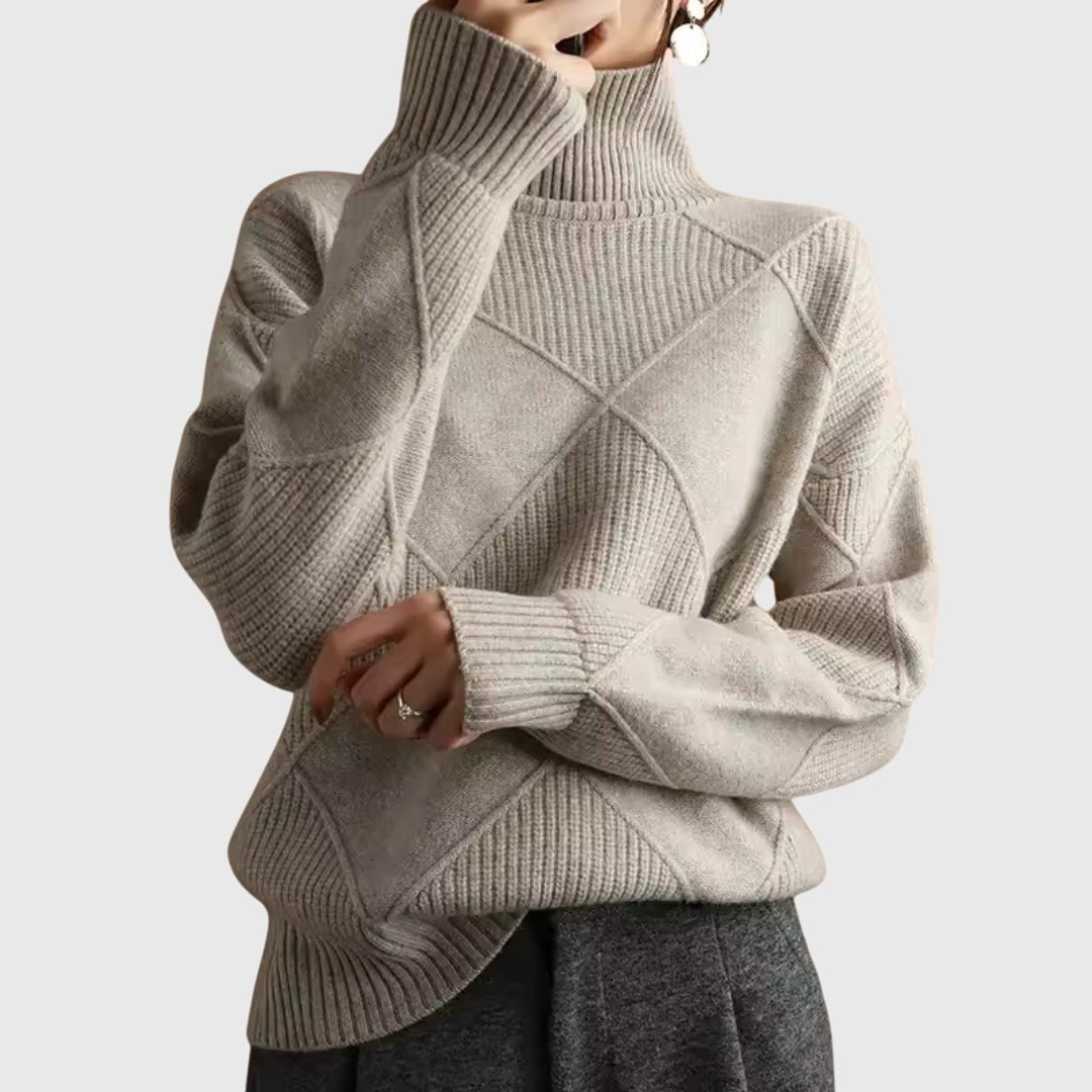 Women's Oversized Wool Turtleneck Sweater - Gray