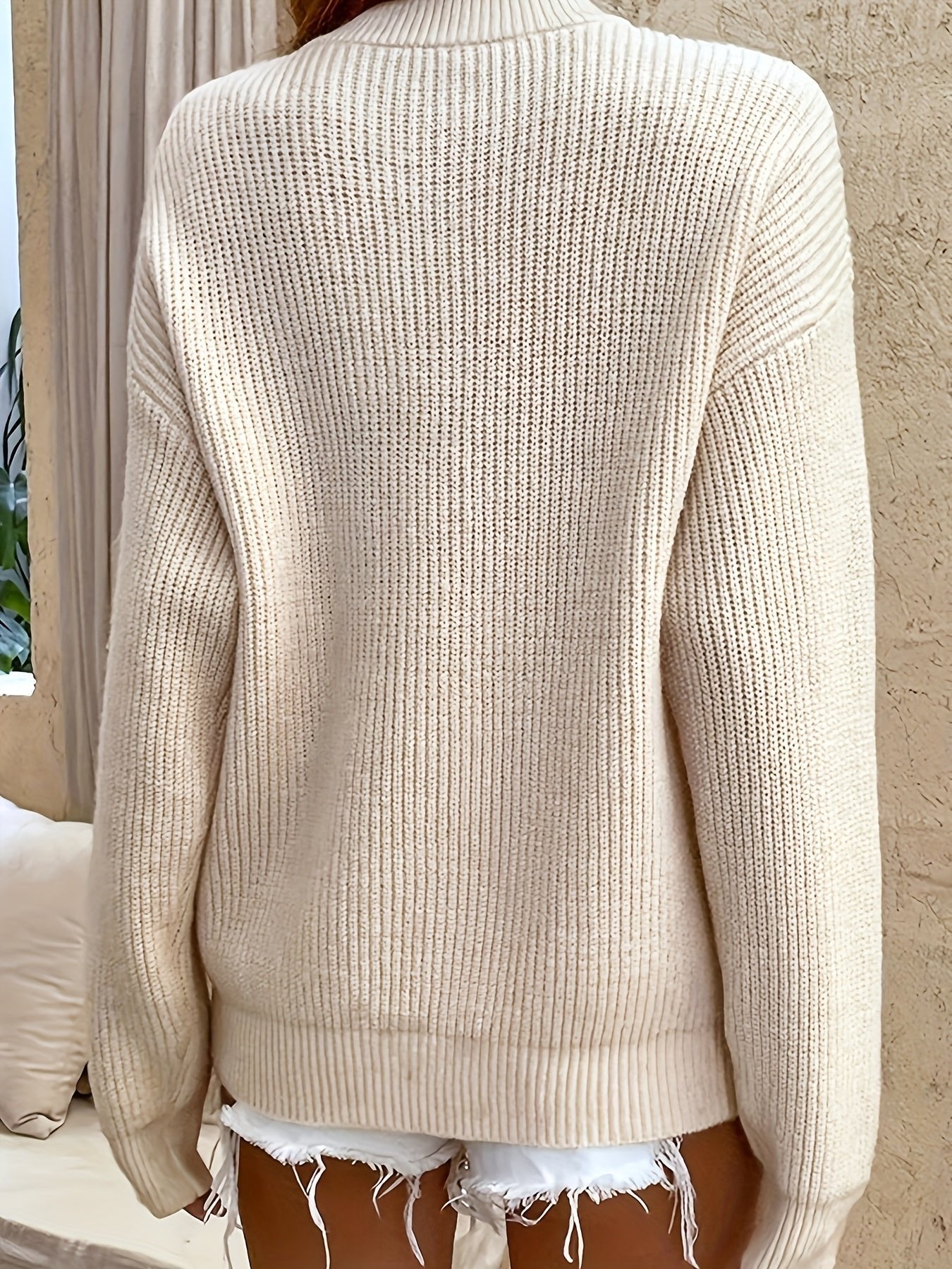 Women's Ribbed Knit Henley Sweater