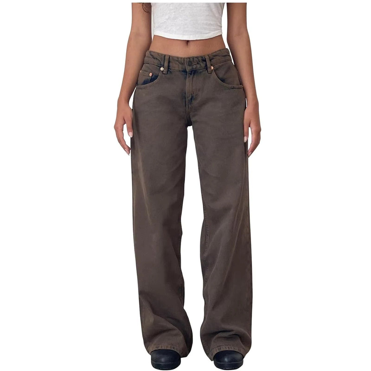 Women's Wide-Leg Jeans - Brown