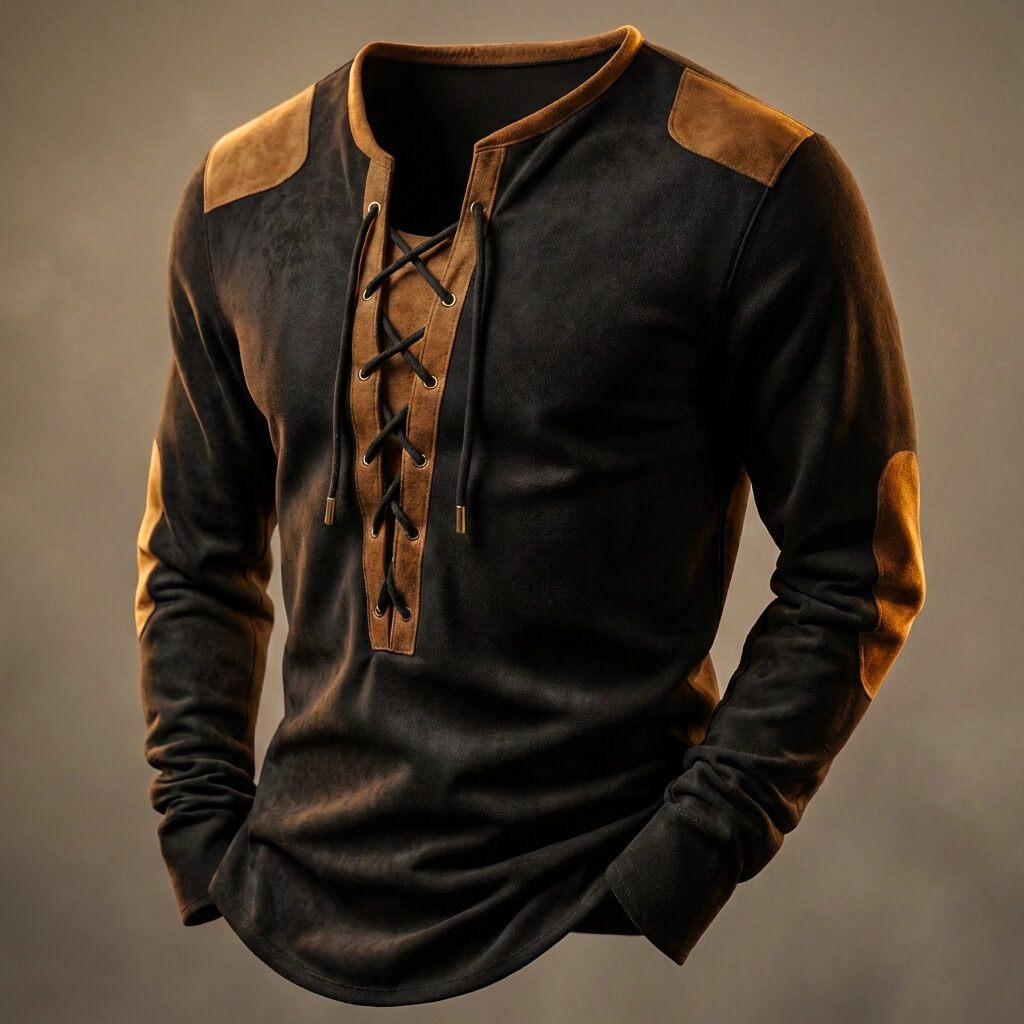Mason Men's Lace Up Long Sleeve Shirt 3