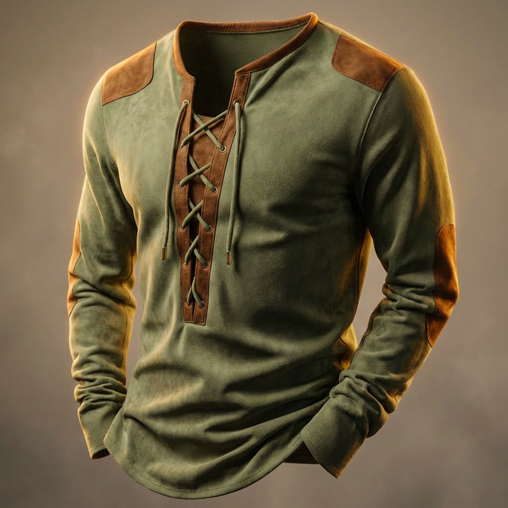 Mason Men's Lace Up Long Sleeve Shirt 4