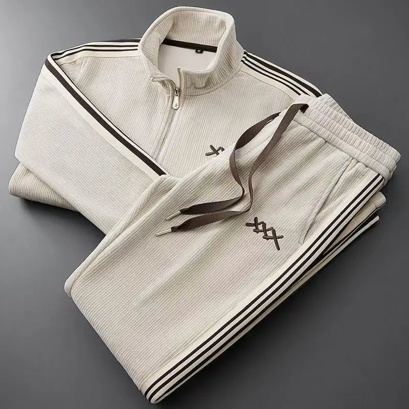 Max Men's Ribbed Zip Up Tracksuit Set 1
